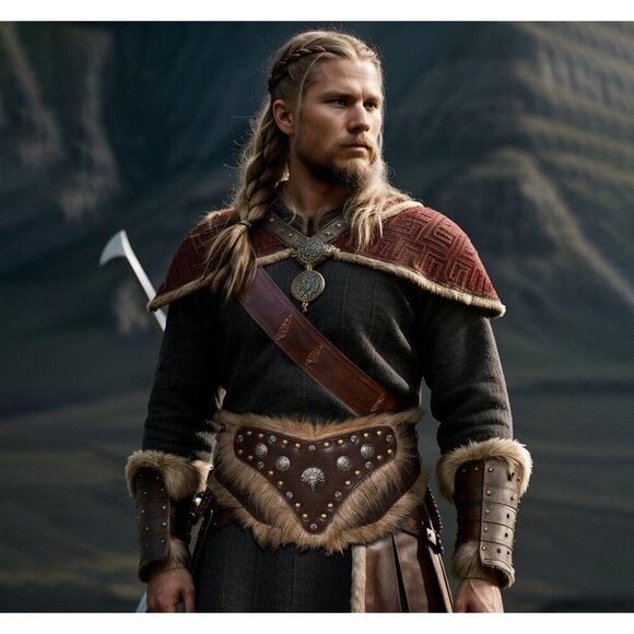 Men Viking Belt Nordic Wide Leather Belt Waist Armor Medieval LRP Warrior Brown main image 6